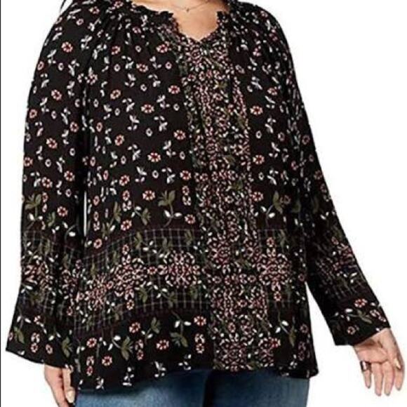 Style & Co. Print Ruffled Blouse-3X - Picture 1 of 3